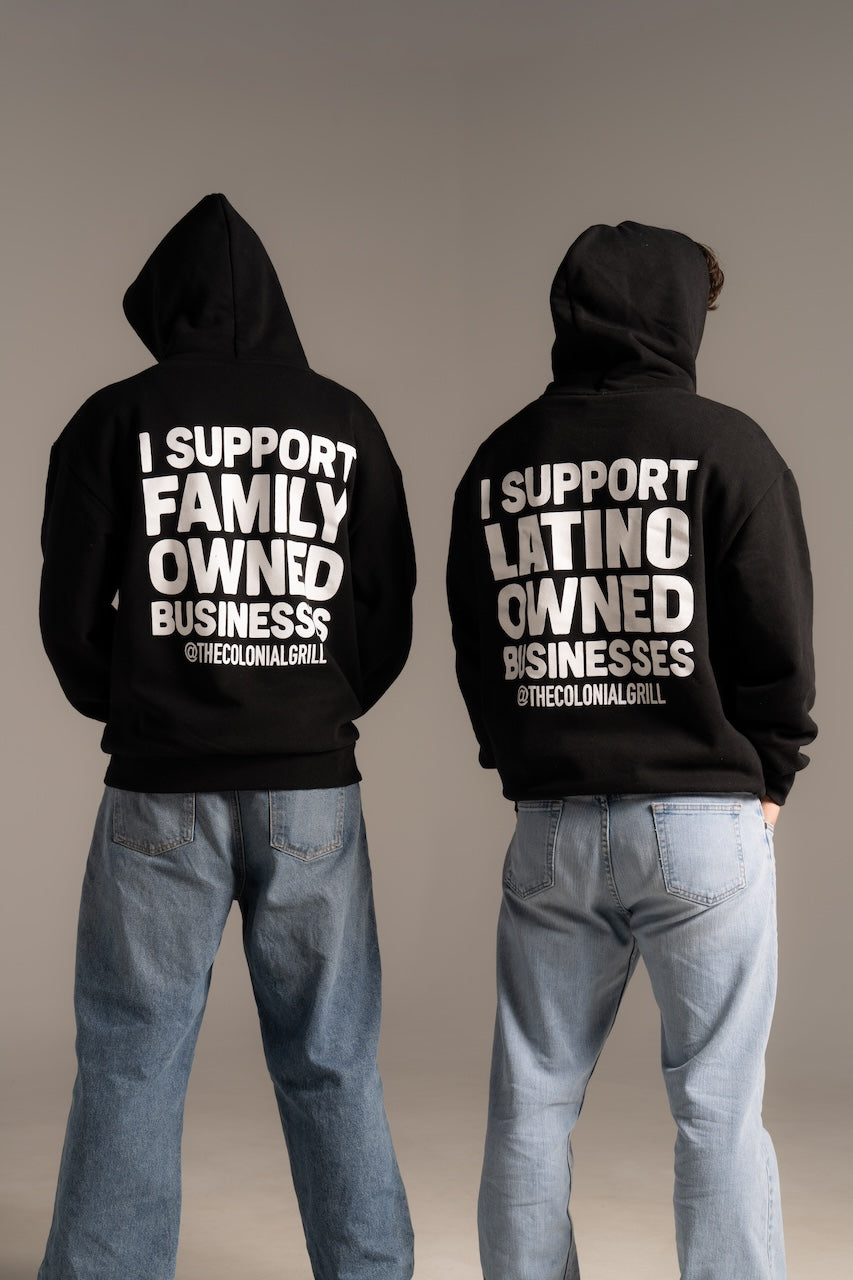 BLACK HOODIE "I Support Family Owned Businesses"