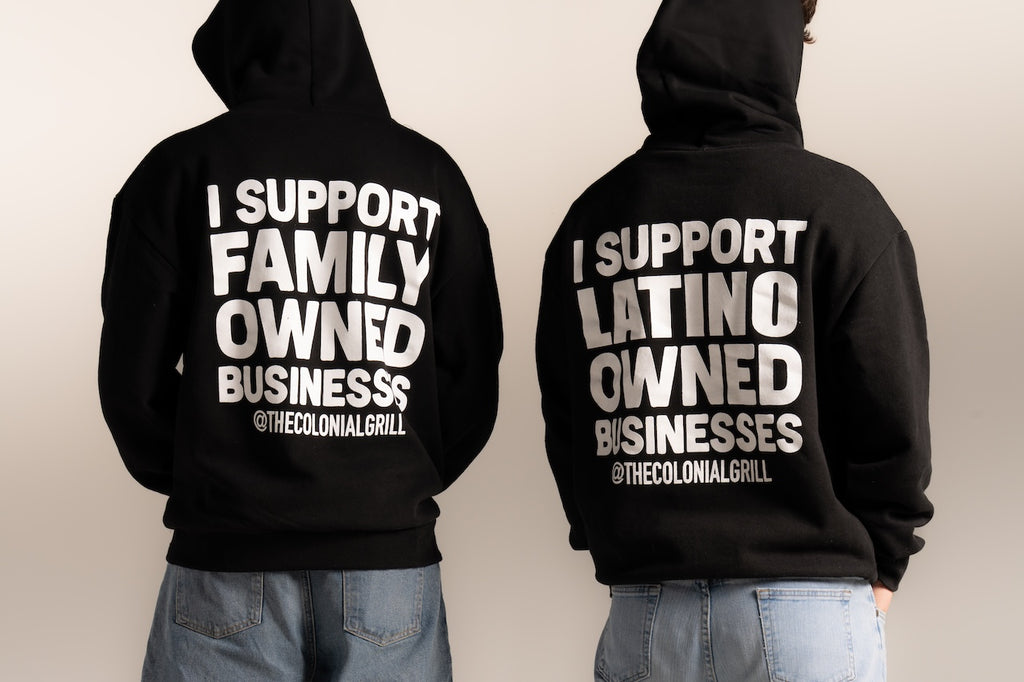 BLACK HOODIE "I Support Latino Owned Businesses"