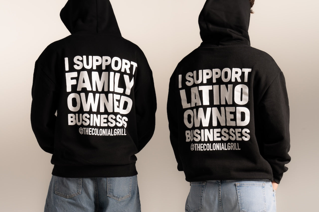 BLACK HOODIE "I Support Family Owned Businesses"