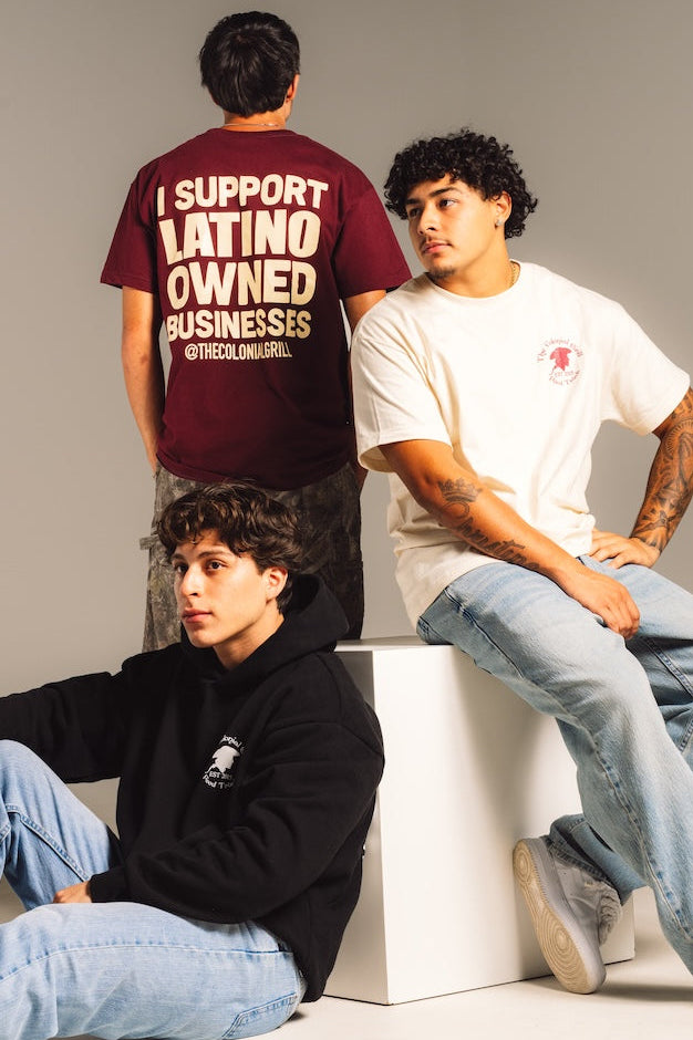 CREAM T-SHIRT "I Support Latino Owned Businesses"