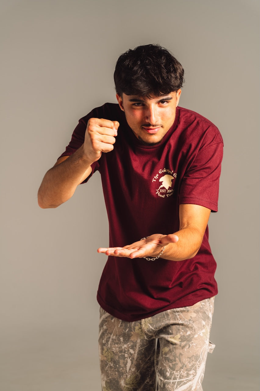 MAROON T-SHIRT "I Support Latino Owned Businesses"