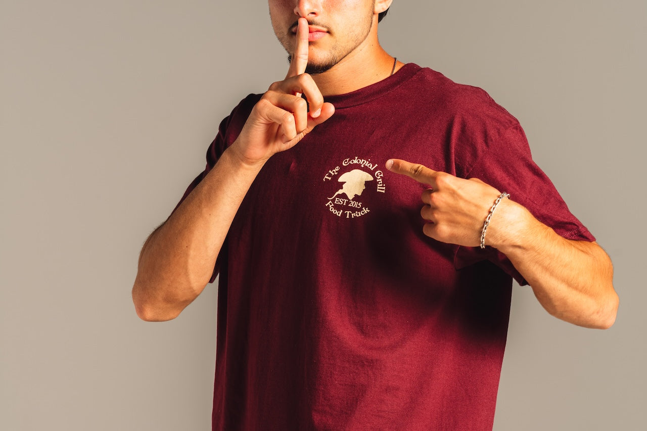 MAROON T-SHIRT "I Support Latino Owned Businesses"