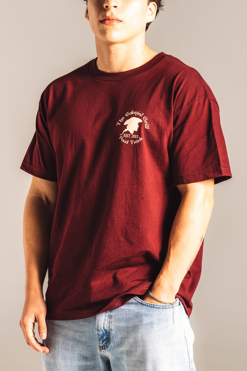 MAROON T-SHIRT "I Support Family Owned Businesses"