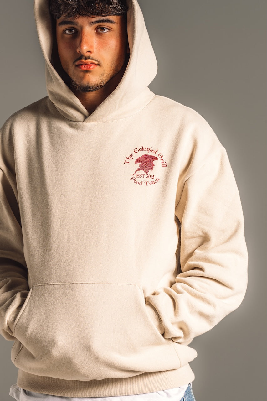CREAM HOODIE "I Support Latino Owned Businesses"
