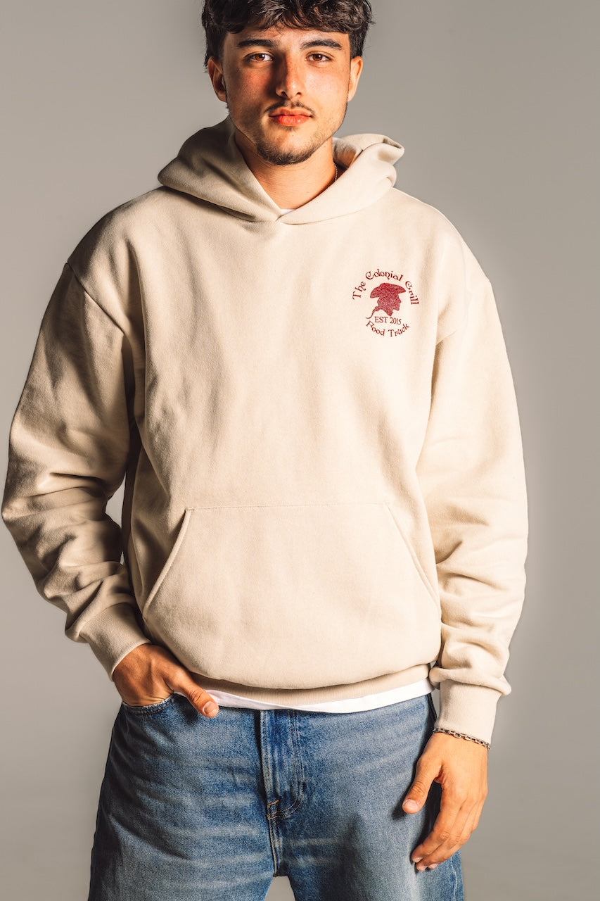 CREAM HOODIE "I Support Latino Owned Businesses"